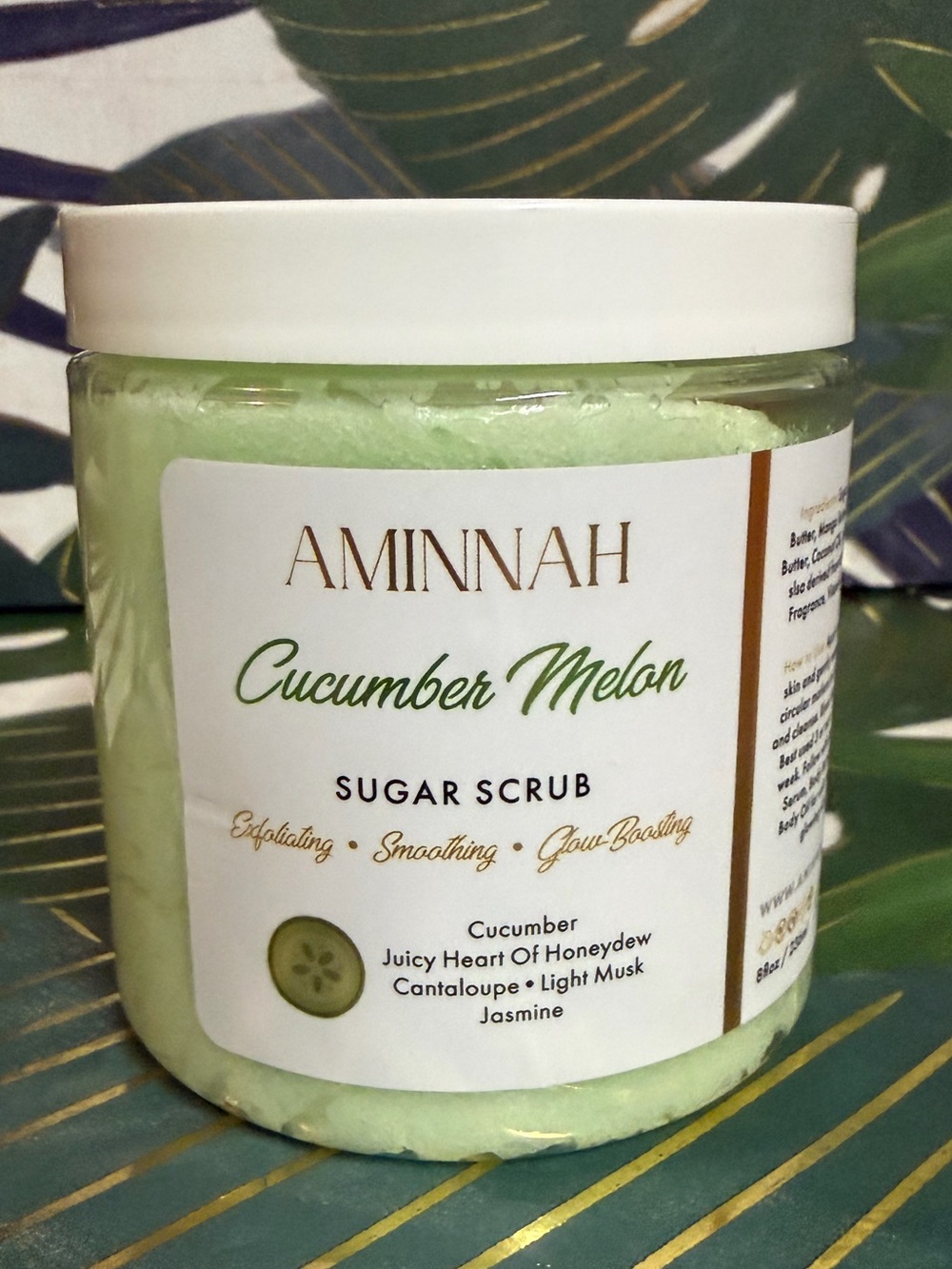 Aminnah Cucumber Melon Sugar Scrub 8 oz New